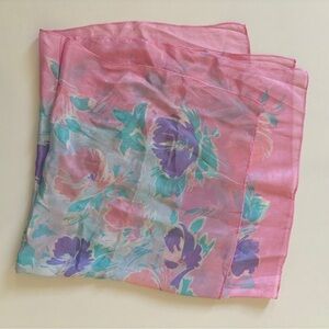 Vintage pink floral silk scarf